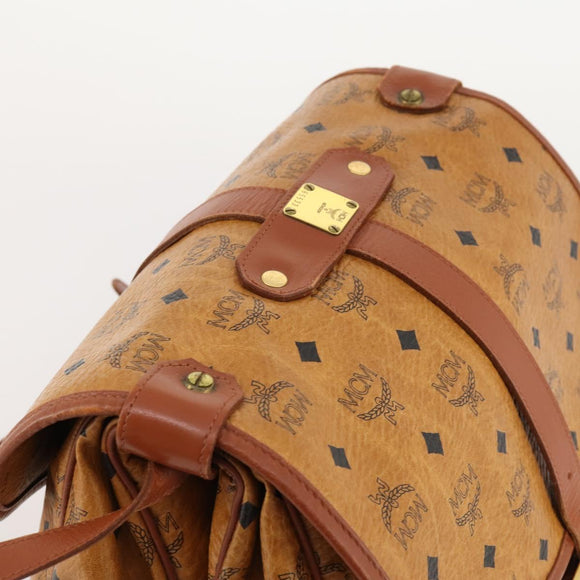 MCM Vicetos Logogram Shoulder Bag PVC Leather Brown Gold Auth BA11276