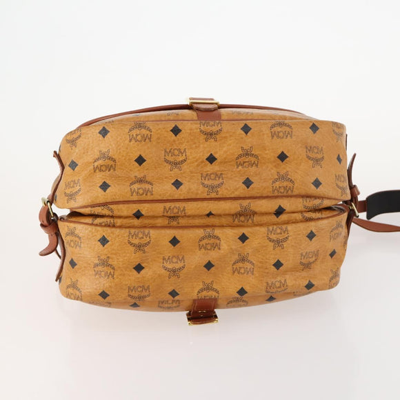 MCM Vicetos Logogram Shoulder Bag PVC Leather Brown Gold Auth BA11276