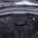 GUCCI Bamboo Shoulder Bag Leather 2way Black Gold 001 0166 1638 Auth BA11278-16