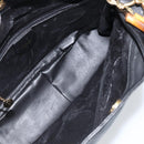 GUCCI Bamboo Shoulder Bag Leather 2way Black Gold 001 0166 1638 Auth BA11278-17