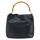 GUCCI Bamboo Shoulder Bag Leather 2way Black Gold 001 0166 1638 Auth BA11278-3