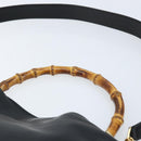 GUCCI Bamboo Shoulder Bag Leather 2way Black Gold 001 0166 1638 Auth BA11278-8