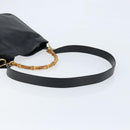 GUCCI Bamboo Shoulder Bag Leather 2way Black Gold 001 0166 1638 Auth BA11278-9