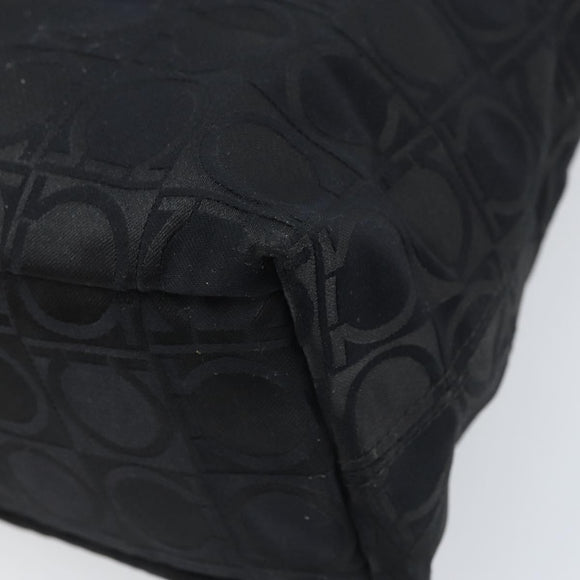 Salvatore Ferragamo Gancini Tote Bag Nylon Zwart Zilver Auth BA11280