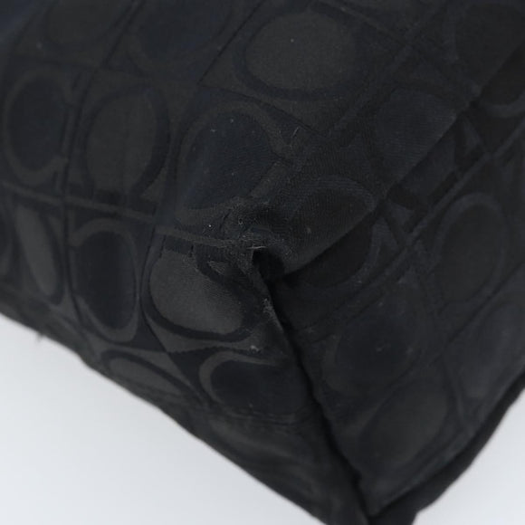 Salvatore Ferragamo Gancini Tote Bag Nylon Zwart Zilver Auth BA11280