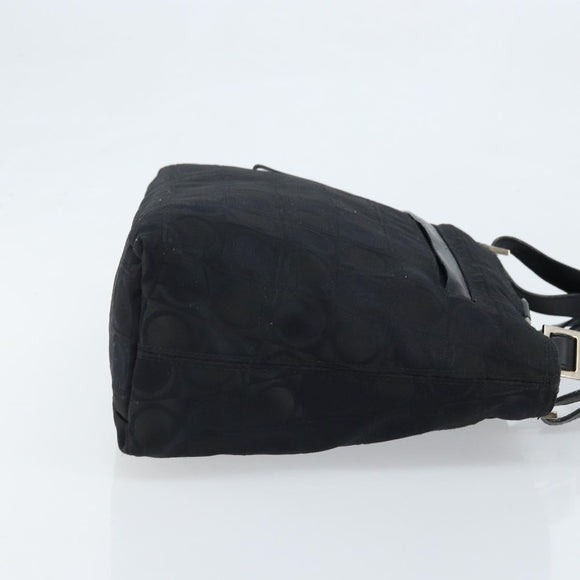 Salvatore Ferragamo Gancini Tote Bag Nylon Zwart Zilver Auth BA11280