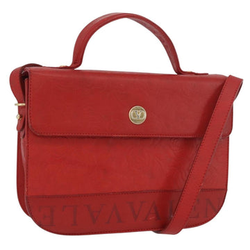 VALENTINO Shoulder Bag Leather Red Gold Auth BA11281