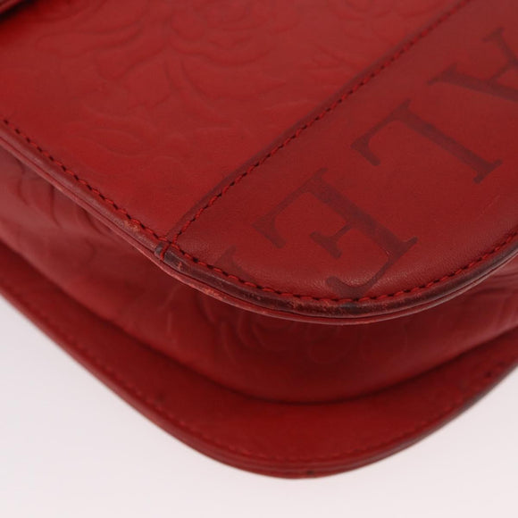 VALENTINO Shoulder Bag Leather Red Gold Auth BA11281