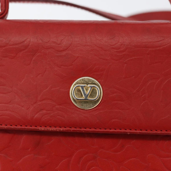 VALENTINO Shoulder Bag Leather Red Gold Auth BA11281
