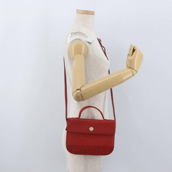 VALENTINO Shoulder Bag Leather Red Gold Auth BA11281