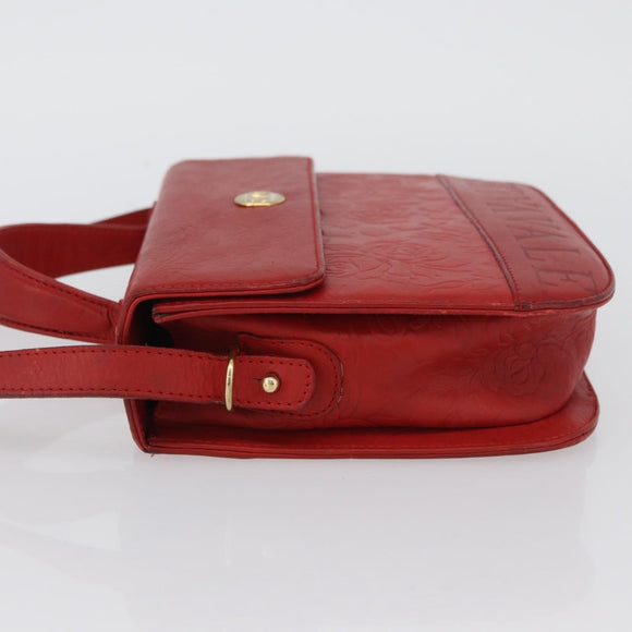 VALENTINO Shoulder Bag Leather Red Gold Auth BA11281