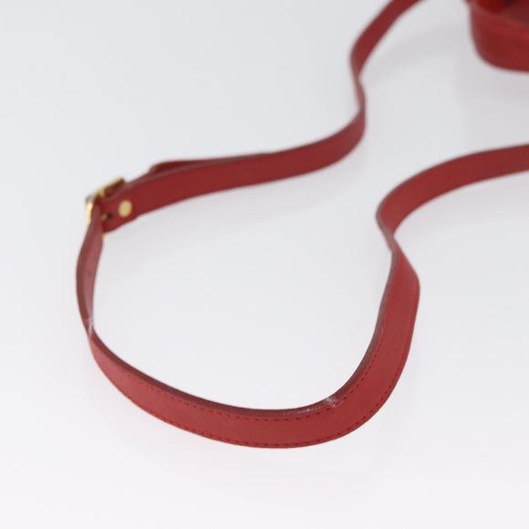 VALENTINO Shoulder Bag Leather Red Gold Auth BA11281