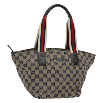 GUCCI GG Canvas Sherry Line Tote Bag Navy Red 131228 Auth BA1129