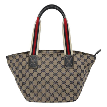 GUCCI GG Canvas Sherry Line Tote Bag Navy Red 131228 Auth BA1129 - 0