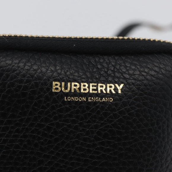 BURBERRY Phone Case Leather Black Gold Auth BA11293V