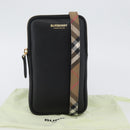 BURBERRY Phone Case Leather Black Gold Auth BA11293V-12