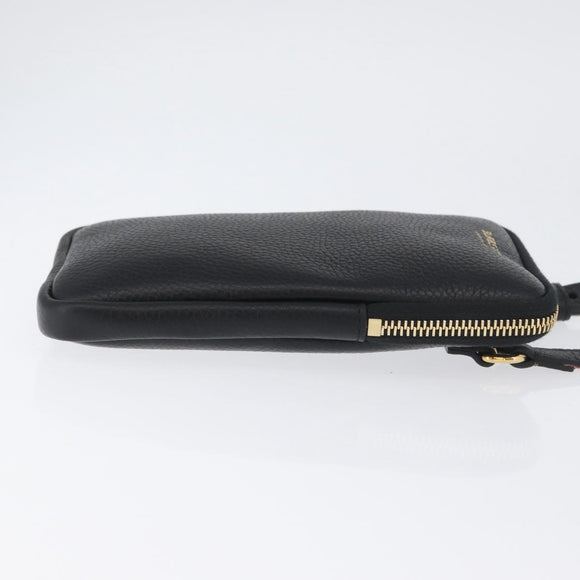 BURBERRY Phone Case Leather Black Gold Auth BA11293V