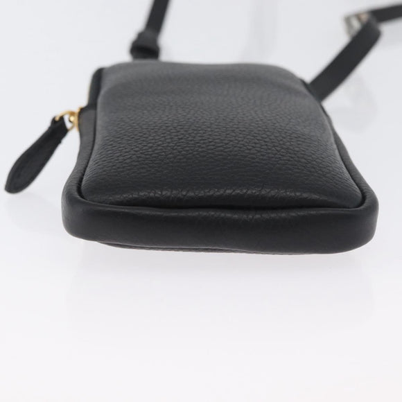 BURBERRY Phone Case Leather Black Gold Auth BA11293V