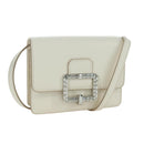 BALLY Shoulder Bag Leather White Silver Auth BA11309V-1