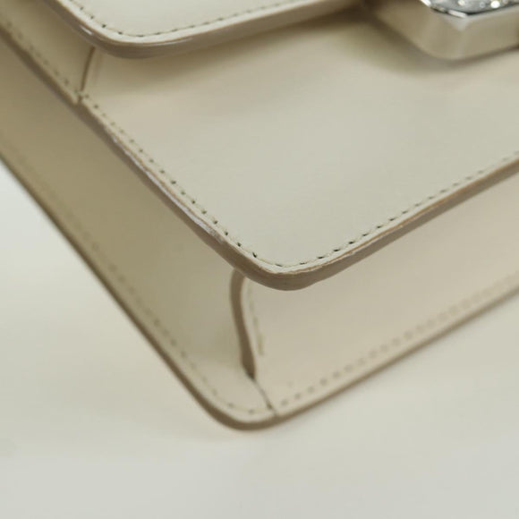 BALLY Shoulder Bag Leather White Silver Auth BA11309V