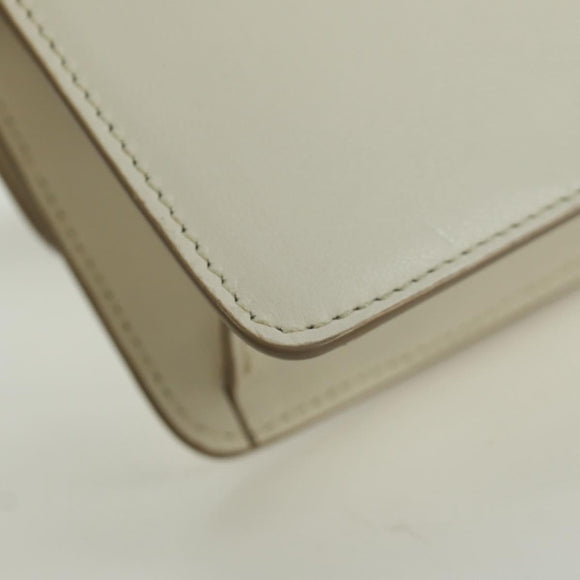 BALLY Shoulder Bag Leather White Silver Auth BA11309V