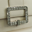 BALLY Shoulder Bag Leather White Silver Auth BA11309V-14