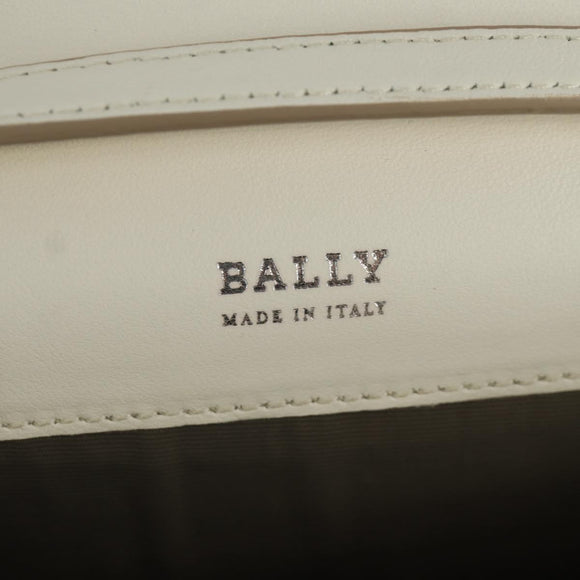 BALLY Shoulder Bag Leather White Silver Auth BA11309V