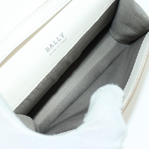 BALLY Shoulder Bag Leather White Silver Auth BA11309V