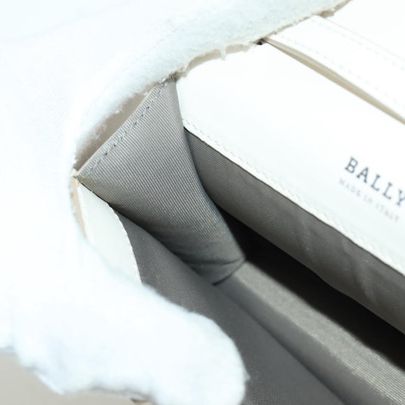 BALLY Shoulder Bag Leather White Silver Auth BA11309V