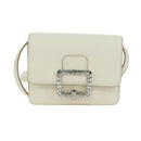 BALLY Shoulder Bag Leather White Silver Auth BA11309V-2
