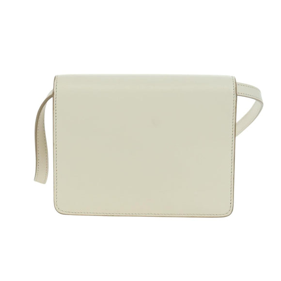 BALLY Shoulder Bag Leather White Silver Auth BA11309V