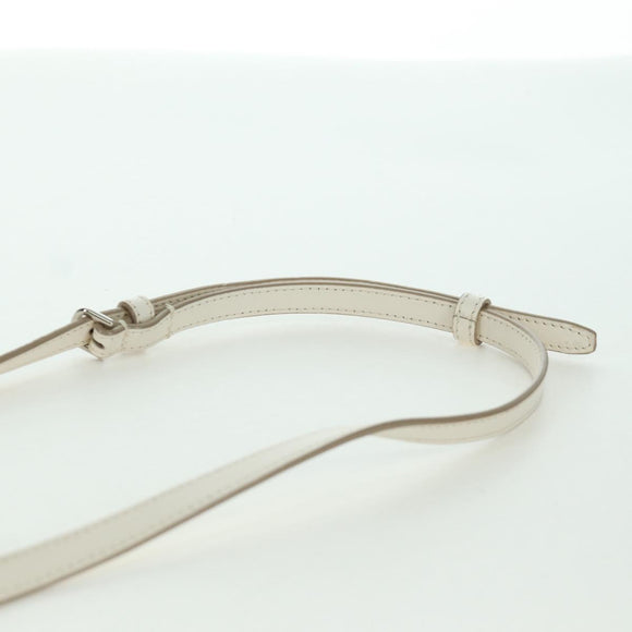 BALLY Shoulder Bag Leather White Silver Auth BA11309V