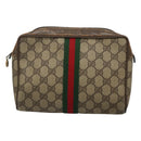 GUCCI GG Supreme Web Sherry Line Clutch Bag PVC Beige Red 56 01 012 Auth BA1131-13