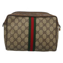 GUCCI GG Supreme Web Sherry Line Clutch Bag PVC Beige Red 56 01 012 Auth BA1131-2