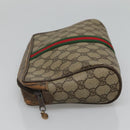 GUCCI GG Supreme Web Sherry Line Clutch Bag PVC Beige Red 56 01 012 Auth BA1131-4