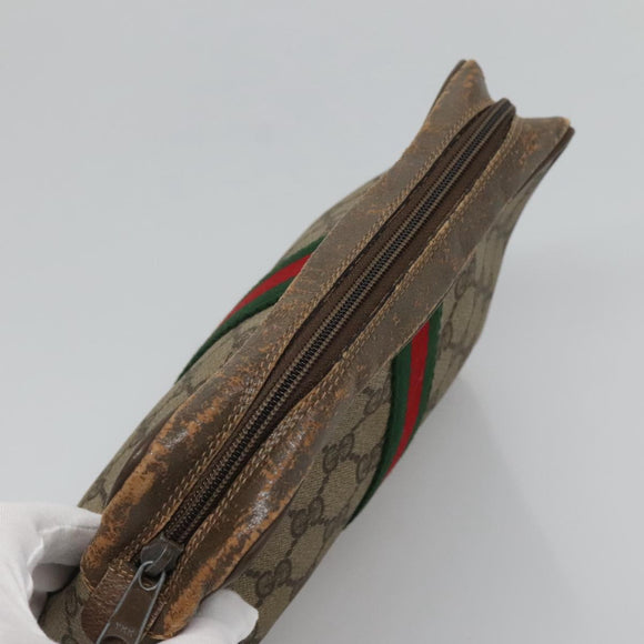 GUCCI GG Supreme Web Sherry Line Clutch Bag PVC Beige Red 56 01 012 Auth BA1131