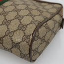 GUCCI GG Supreme Web Sherry Line Clutch Bag PVC Beige Red 56 01 012 Auth BA1131-7