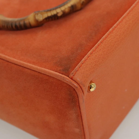 GUCCI Bamboo Handtasche Wildleder 2-Wege Orange Gold 000 123 0316 Auth BA1132