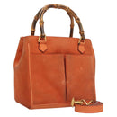 GUCCI Bamboo Handtasche Wildleder 2-Wege Orange Gold 000 123 0316 Auth BA1132-1