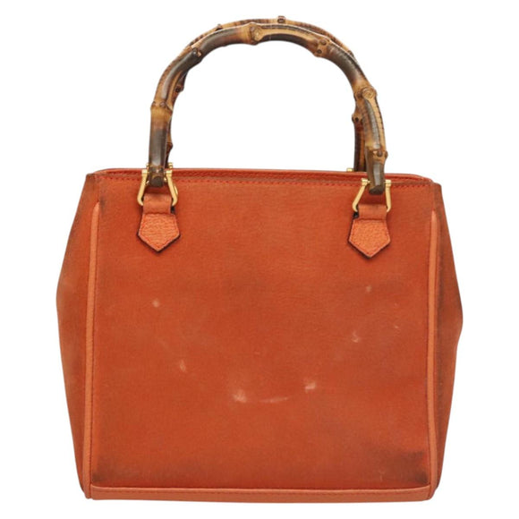 GUCCI Bamboo Handtasche Wildleder 2-Wege Orange Gold 000 123 0316 Auth BA1132