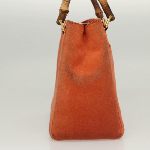 GUCCI Bamboo Handtasche Wildleder 2-Wege Orange Gold 000 123 0316 Auth BA1132