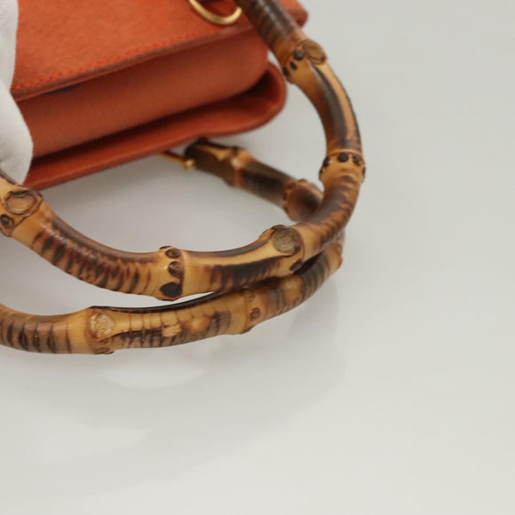 GUCCI Bamboo Handtasche Wildleder 2-Wege Orange Gold 000 123 0316 Auth BA1132