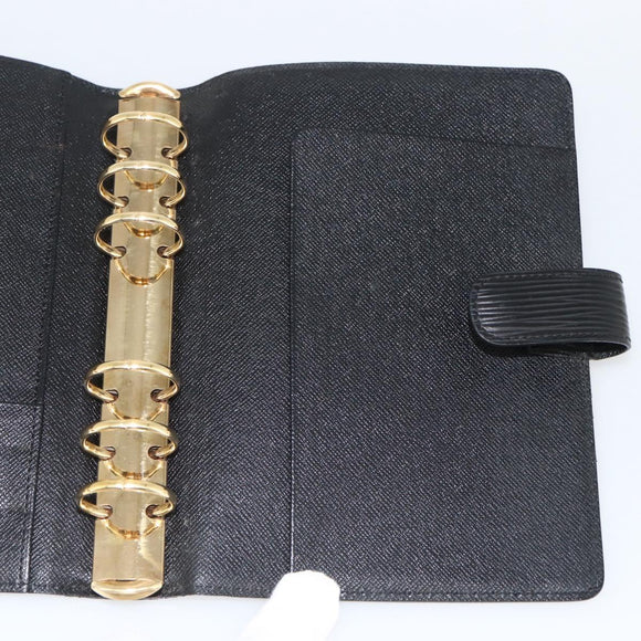 LOUIS VUITTON Epi Agenda MM Day Planner Cover Black R20042 LV Auth BA11324