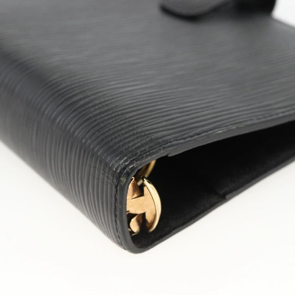 LOUIS VUITTON Epi Agenda MM Day Planner Cover Black R20042 LV Auth BA11324