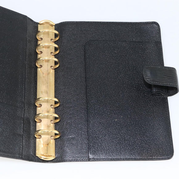 LOUIS VUITTON Epi Agenda MM Day Planner Cover Black R20042 LV Auth BA11325