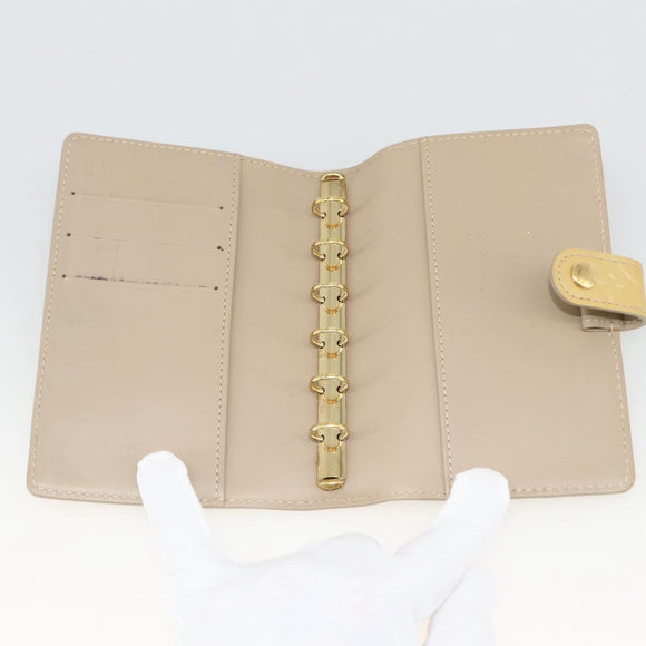 LOUIS VUITTON Vernis Agenda PM Day Planner Cover Beige R21001 LV Auth BA11326