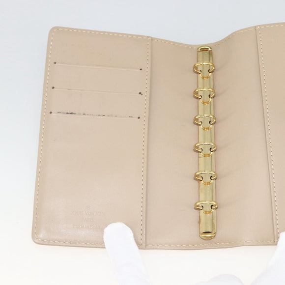 LOUIS VUITTON Vernis Agenda PM Day Planner Cover Beige R21001 LV Auth BA11326