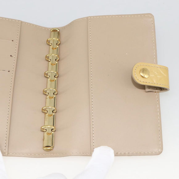 LOUIS VUITTON Vernis Agenda PM Day Planner Cover Beige R21001 LV Auth BA11326