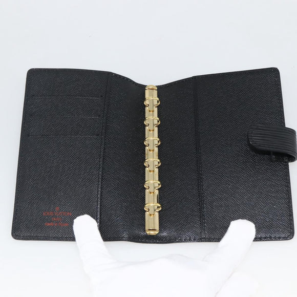 LOUIS VUITTON Epi Agenda PM Day Planner Cover Black R20092 LV Auth BA11328