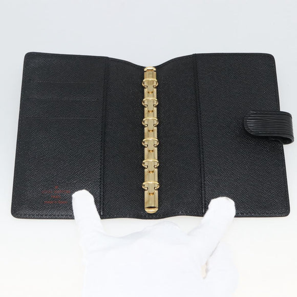 LOUIS VUITTON Epi Agenda PM Day Planner Cover Black R20092 LV Auth BA11329